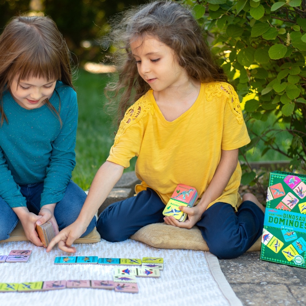 eeBoo - Giant Shiny Dinosaur Dominoes - Educational Game with Holographic Foil - Image 2