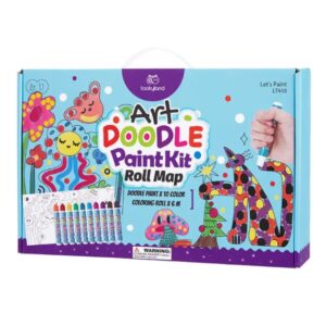 TookyToy - 2-in-1 Dot Art Painting Kit and Colouring Roll: 10 Colours