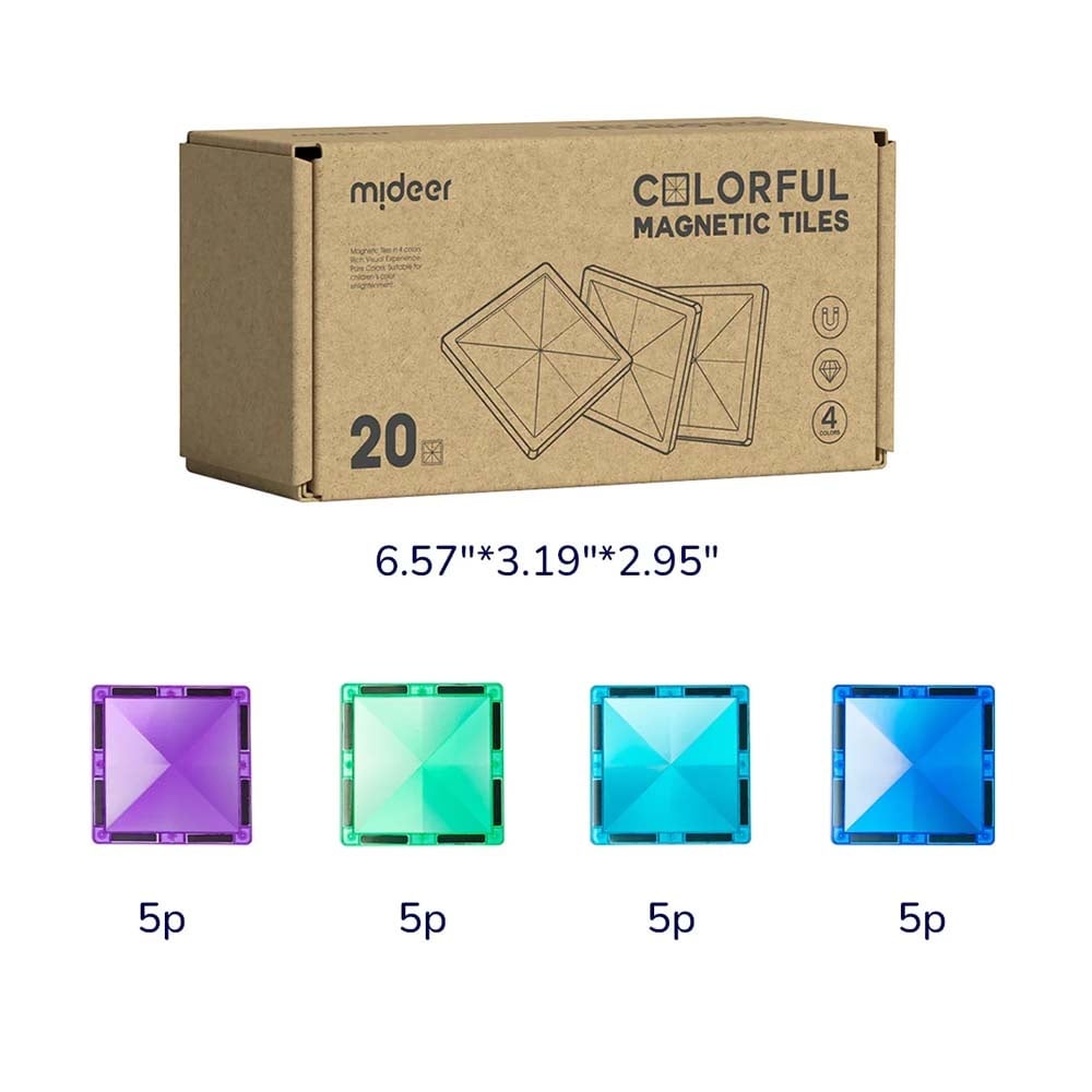 Mideer - Colourful Magnetic Tiles Cold Colour - 20pcs - Image 4