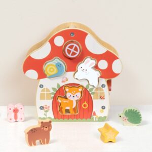 TookyToy - Mushroom House Wooden Shape Sorter Activity Toy