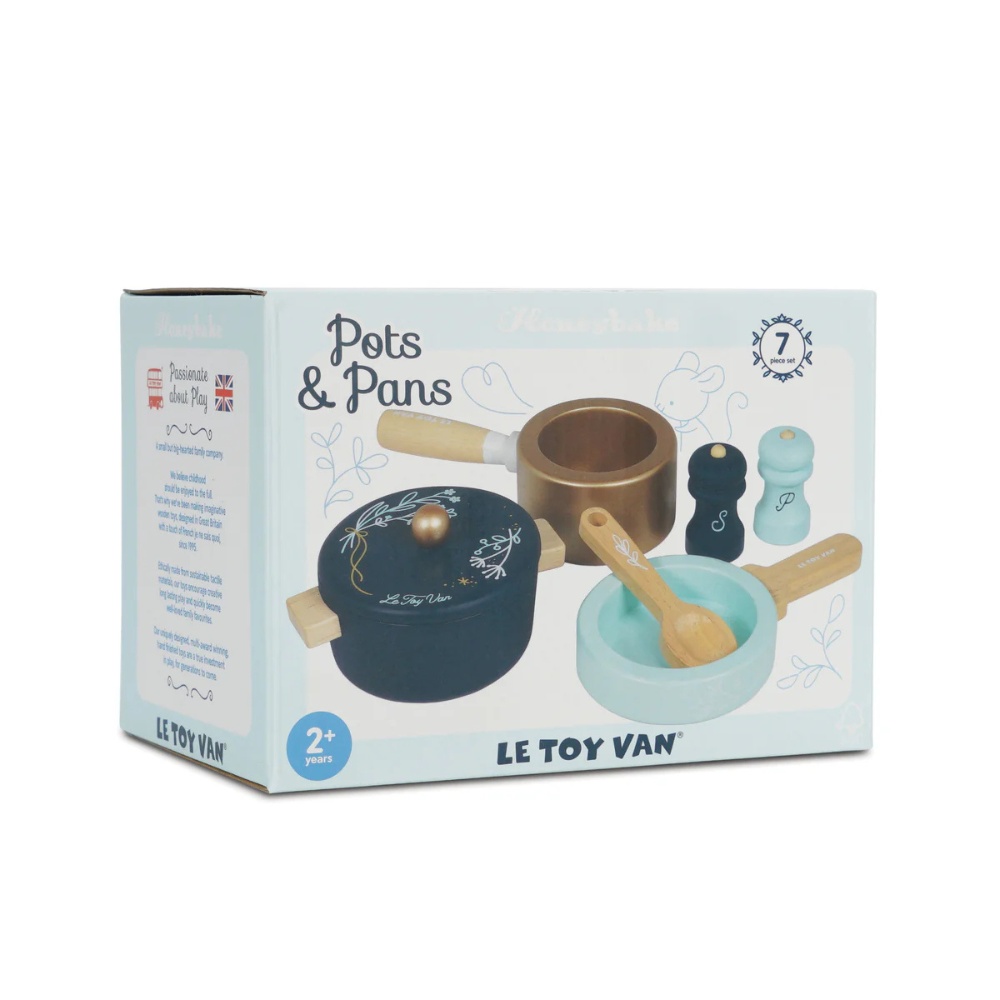 Le Toy Van - Wooden Pots & Pans Kitchen Accessories - 7pcs - Image 6