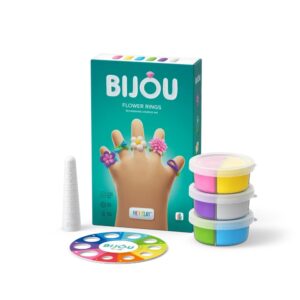 Hey Clay - Modelling Air-Dry Clay with Fun Interactive App - Flower Rings, series Bijou, 3 cans