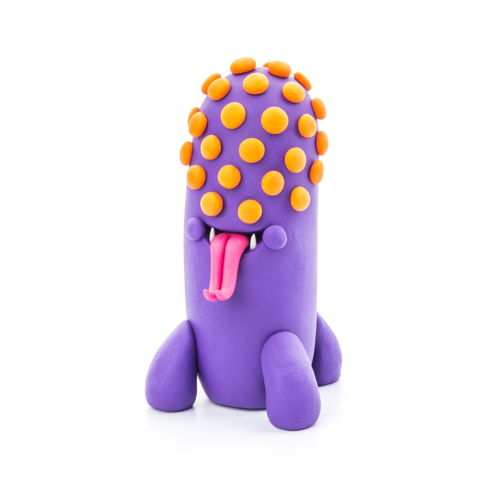 Hey Clay - Modelling Air-Dry Clay with Fun Interactive App - Drop, Violet, Fishka, Series Beasts, 6 cans - Image 3