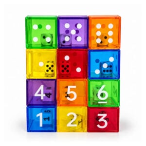 Greenbean - Translucent Dice in Dice - Number & Dot Maths Set for Sensory Light Play - 12pcs