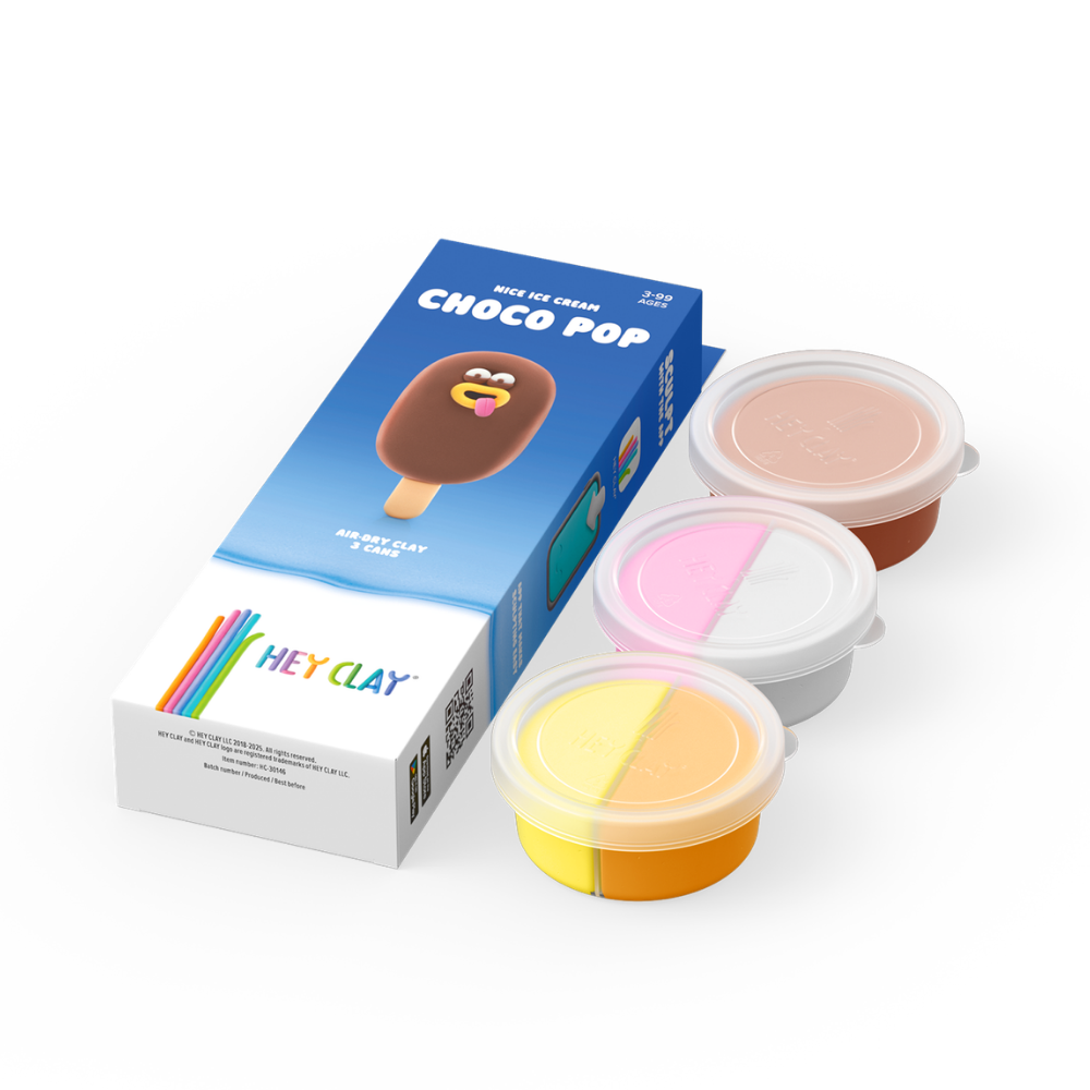 Hey Clay - Modelling Air-Dry Clay with Fun Interactive App - Choco Pop, Series Nice Ice Cream, 3 cans - Image 4