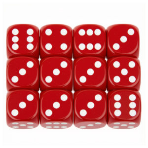 Greenbean - Dice Set: 12pcs in Polybag - 2cm - Red