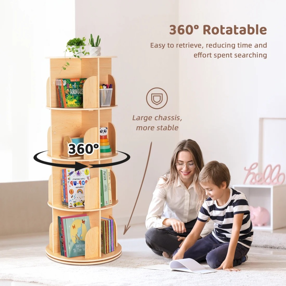TookyToy - Rotating Bookshelf, Standing Bookcase for Kids Room - Image 4