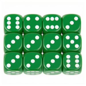 Greenbean - Dice Set: 12pcs in Polybag - 2cm - Green