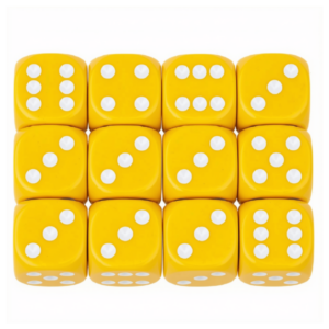 Greenbean - Dice Set: 12pcs in Polybag - 2cm - Yellow