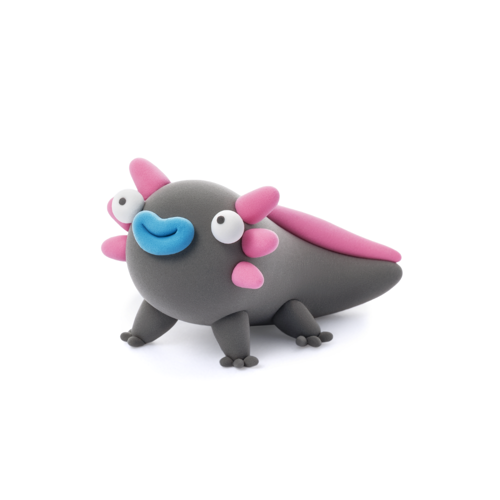 Hey Clay - Modelling Air-Dry Clay with Fun Interactive App - Chameleon, Gastropoda, Axolotl, Series Exotic Pets, 6 cans - Image 2