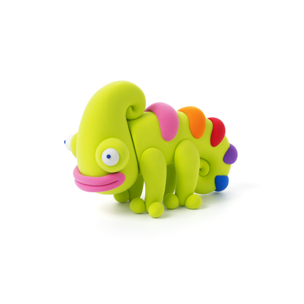 Hey Clay - Modelling Air-Dry Clay with Fun Interactive App - Chameleon, Gastropoda, Axolotl, Series Exotic Pets, 6 cans - Image 3