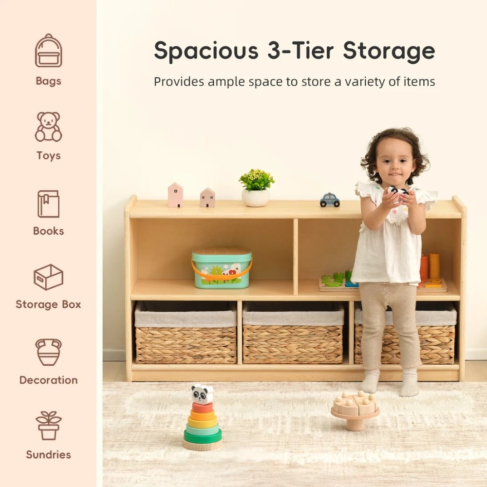 TookyToy - Wooden Shelf and Toy Storage for Kids Room: Plywood 114x60cm