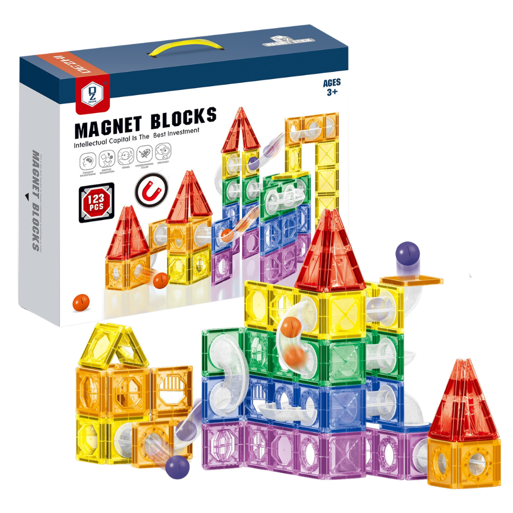 Cogo - Magnetic Tiles with Track Ball - 123 Pieces