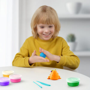 Hey Clay - Modelling Air-Dry Clay with Fun Interactive App - Chameleon, Gastropoda, Axolotl, Series Exotic Pets, 6 cans