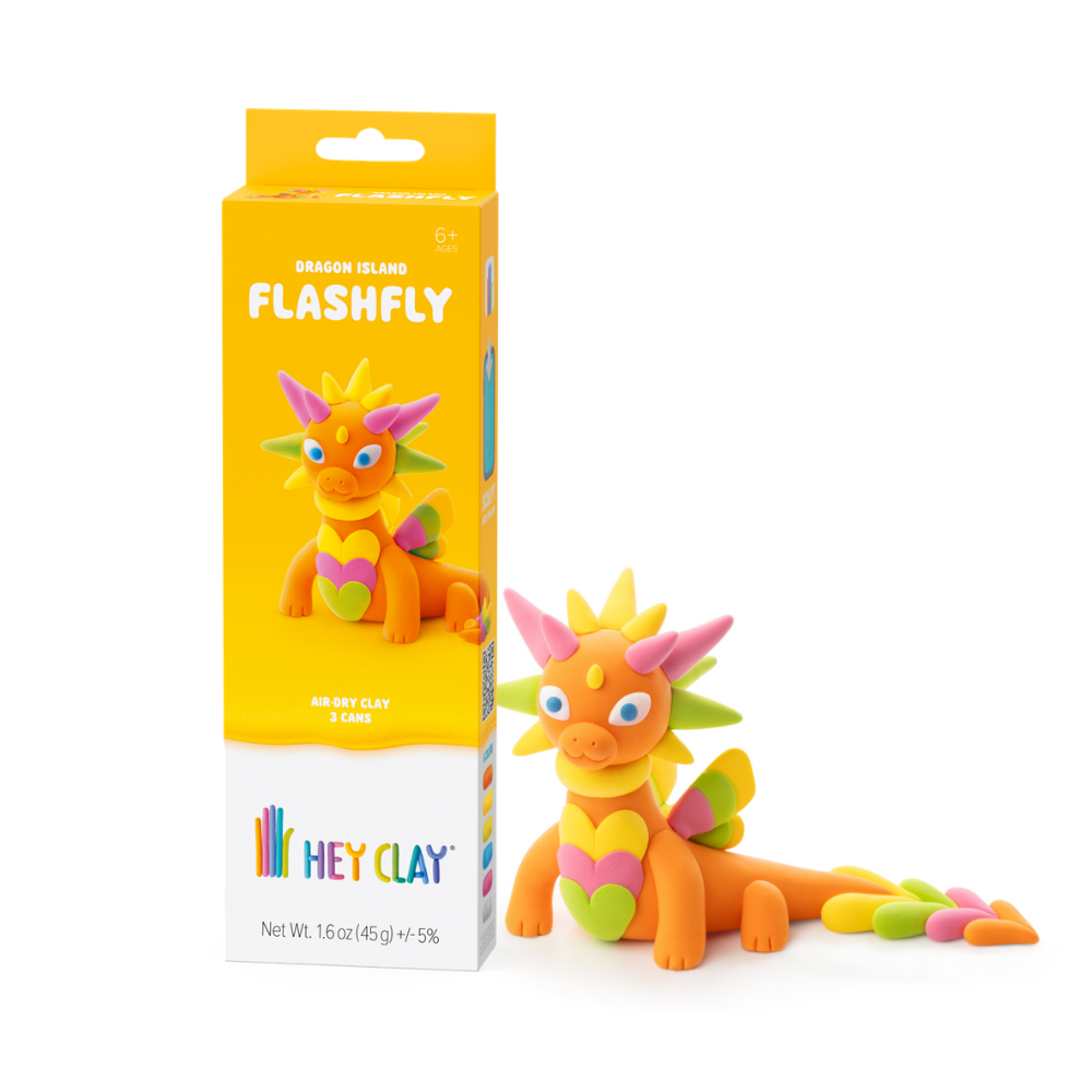 Hey Clay - Modelling Air-Dry Clay with Fun Interactive App - Flashfly, Series Dragon Island, 3 cans