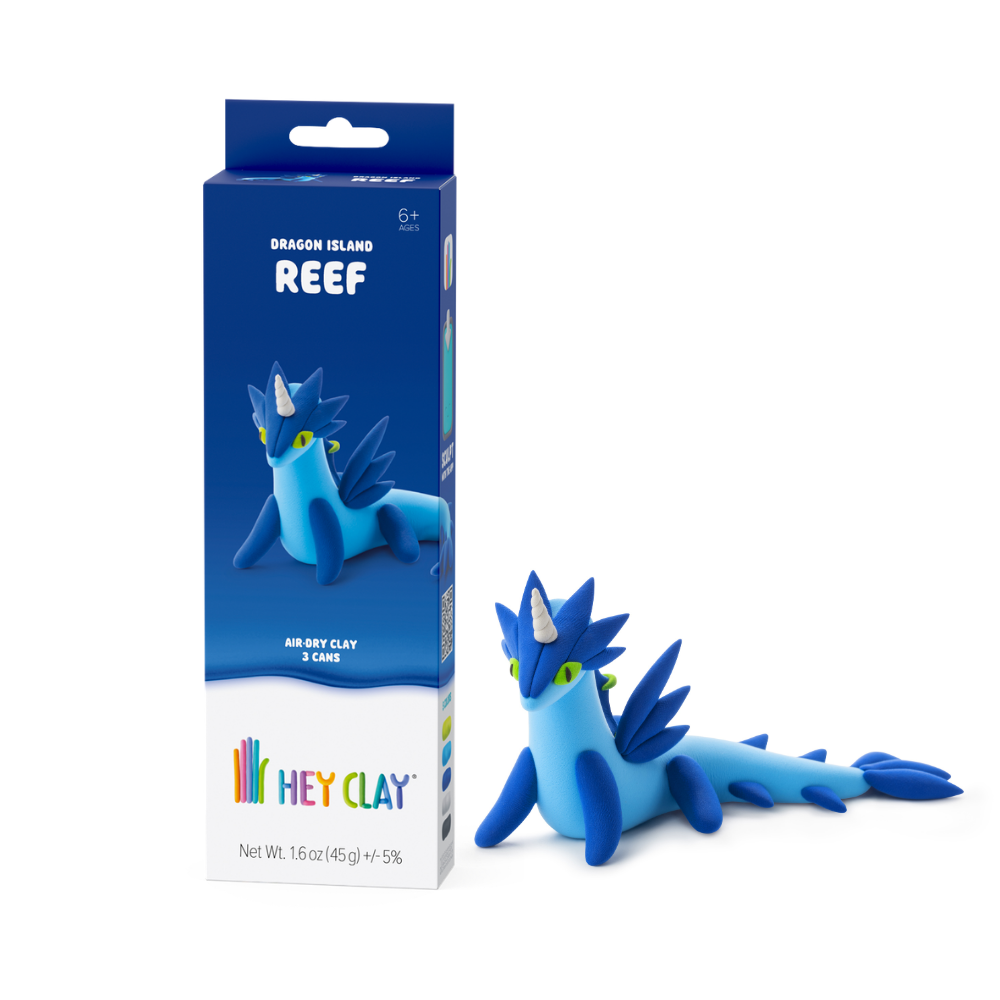 Hey Clay - Modelling Air-Dry Clay with Fun Interactive App - Reef, Series Dragon Island, 3 cans