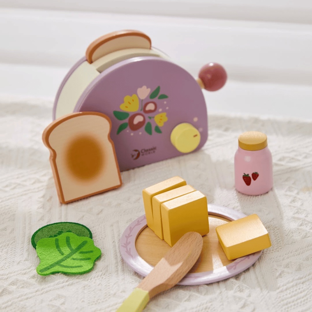 Classic World - Pretend & Play - Wooden Toaster Breakfast Set - 13pcs - Image 2