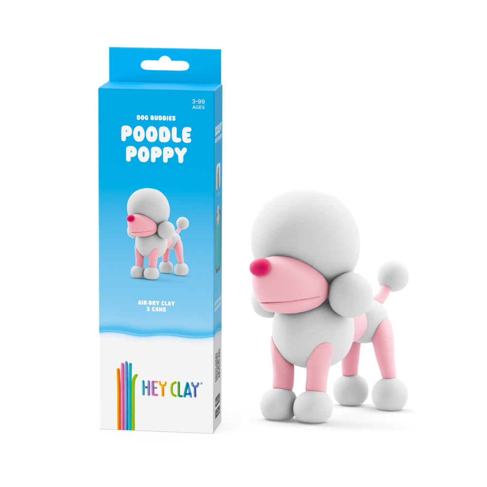 Hey Clay - Modelling Air-Dry Clay with Fun Interactive App - Poodle Poppy, Series Dog Buddies, 3 cans - Image 4