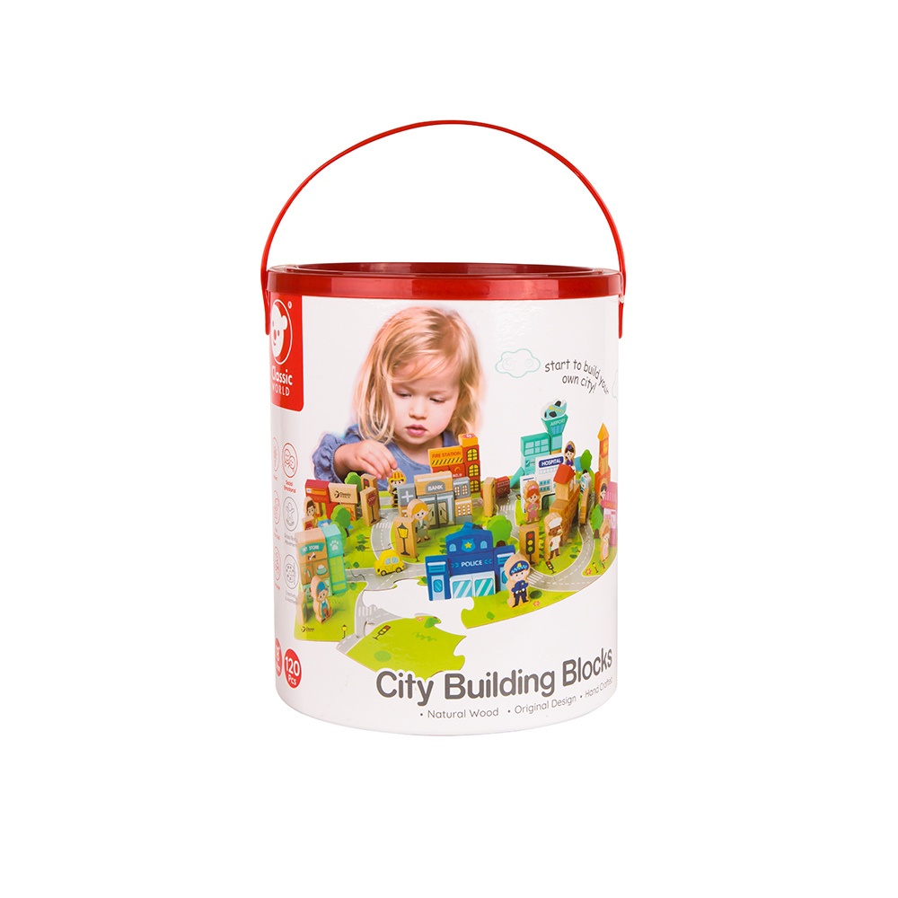 Classic World - Wooden City Building Blocks Set - 120 Pieces - Image 6