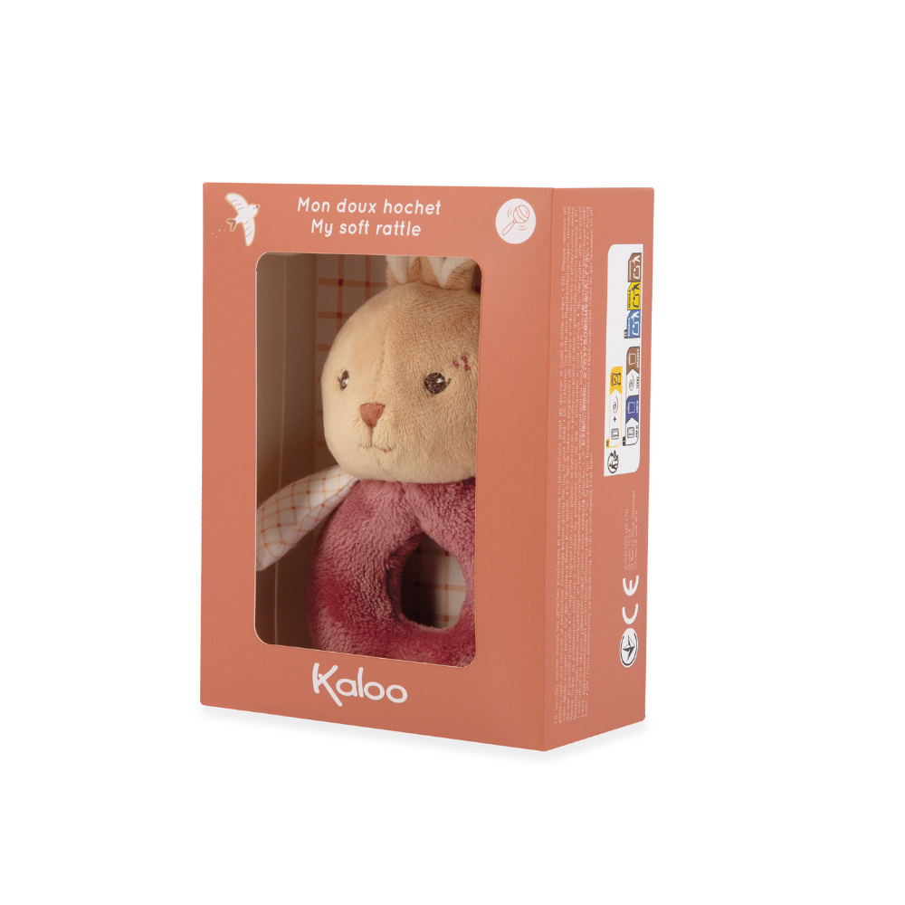 Kaloo - Rattle Soft Toy - Burgundy Rabbit - Image 4