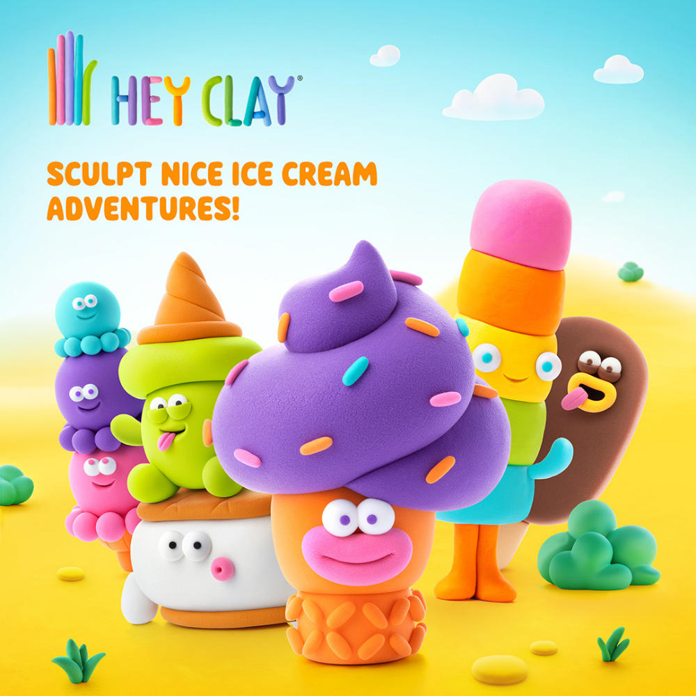 Hey Clay - Modelling Air-Dry Clay with Fun Interactive App - Yeti Sandwich, Series Nice Ice Cream, 3 cans - Image 2
