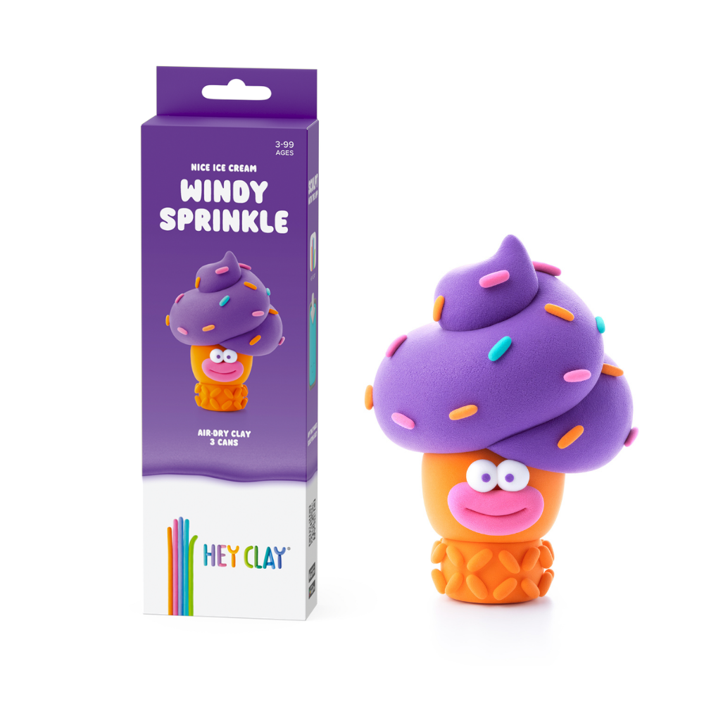 Hey Clay - Modelling Air-Dry Clay with Fun Interactive App - Windy Sprinkle, Series Nice Ice Cream, 3 cans - Image 3