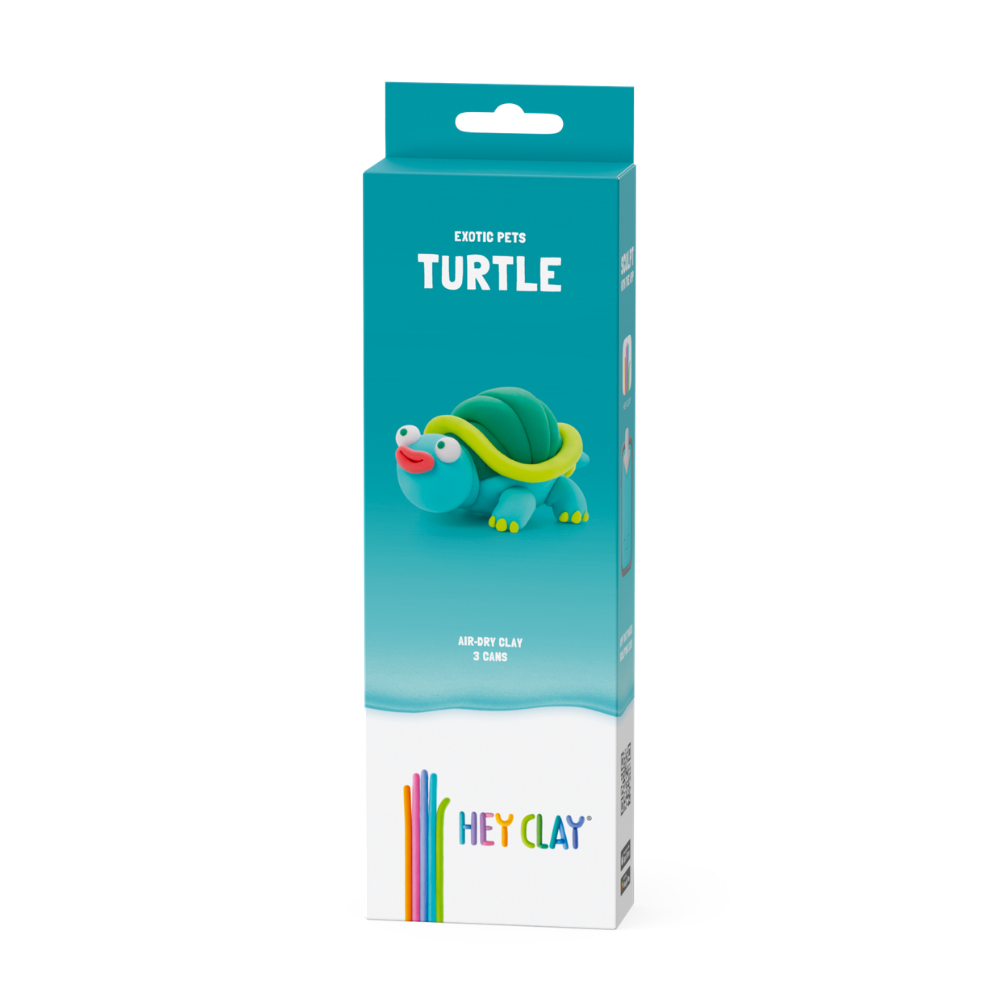 Hey Clay - Modelling Air-Dry Clay with Fun Interactive App - Turtle, Series Exotic Pets, 3 cans - Image 3
