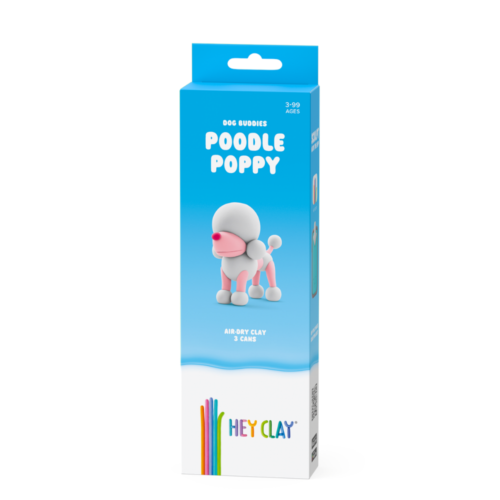 Hey Clay - Modelling Air-Dry Clay with Fun Interactive App - Poodle Poppy, Series Dog Buddies, 3 cans - Image 3