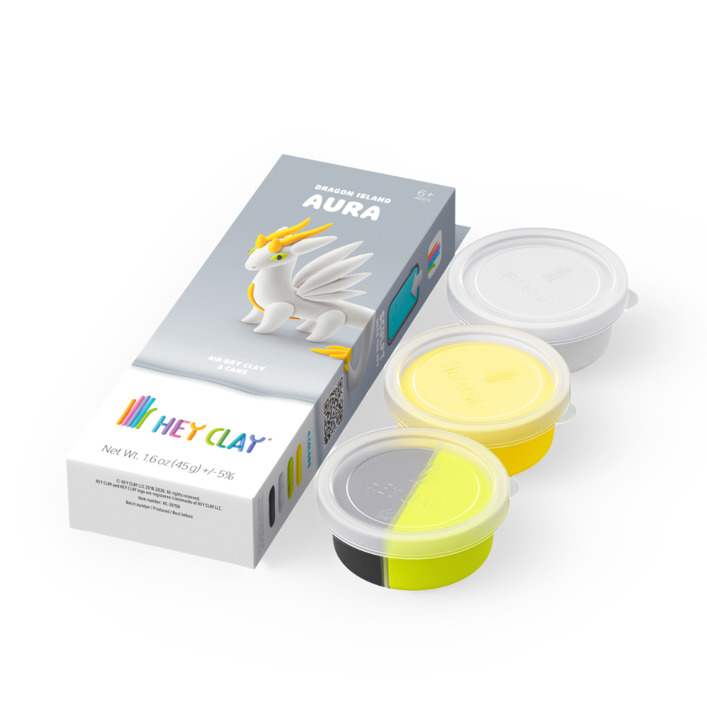 Hey Clay - Modelling Air-Dry Clay with Fun Interactive App - Aura, Series Dragon Island, 3 cans - Image 4