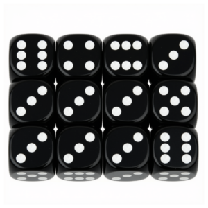 Greenbean - Dice Set: 12pcs in Polybag - 2cm - Black