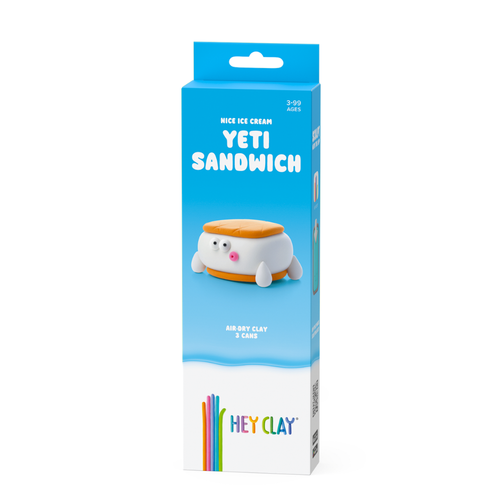 Hey Clay - Modelling Air-Dry Clay with Fun Interactive App - Yeti Sandwich, Series Nice Ice Cream, 3 cans - Image 4