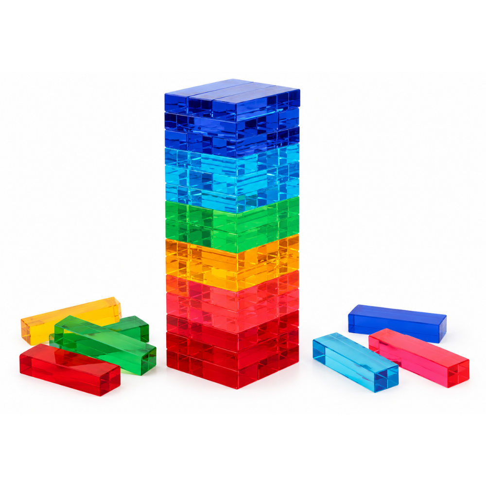 Greenbean - Translucent Stacking & Building Planks for Sensory Light Play - 54pcs