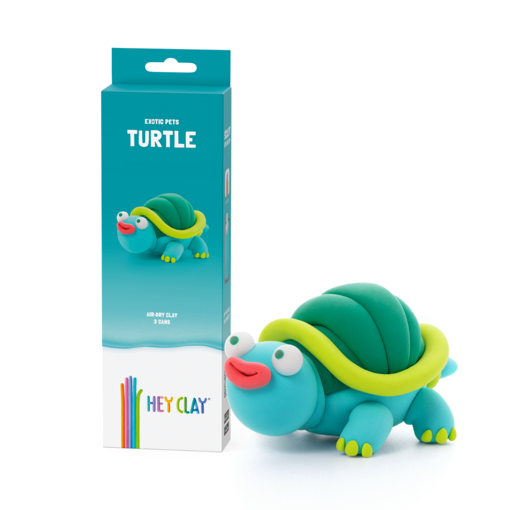 Hey Clay - Modelling Air-Dry Clay with Fun Interactive App - Turtle, Series Exotic Pets, 3 cans - Image 5