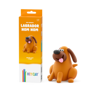 Hey Clay - Modelling Air-Dry Clay with Fun Interactive App - Labrador Nom Nom, Series Dog Buddies, 3 cans