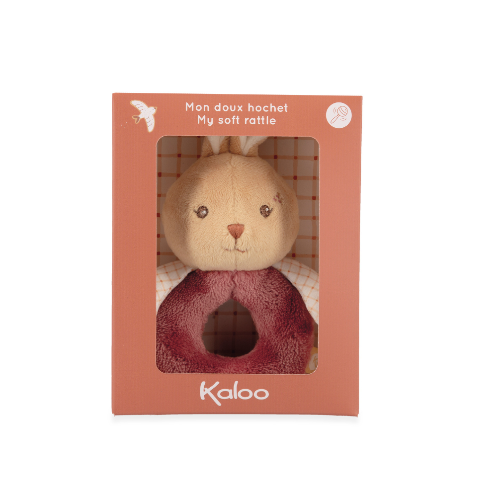 Kaloo - Rattle Soft Toy - Burgundy Rabbit - Image 3