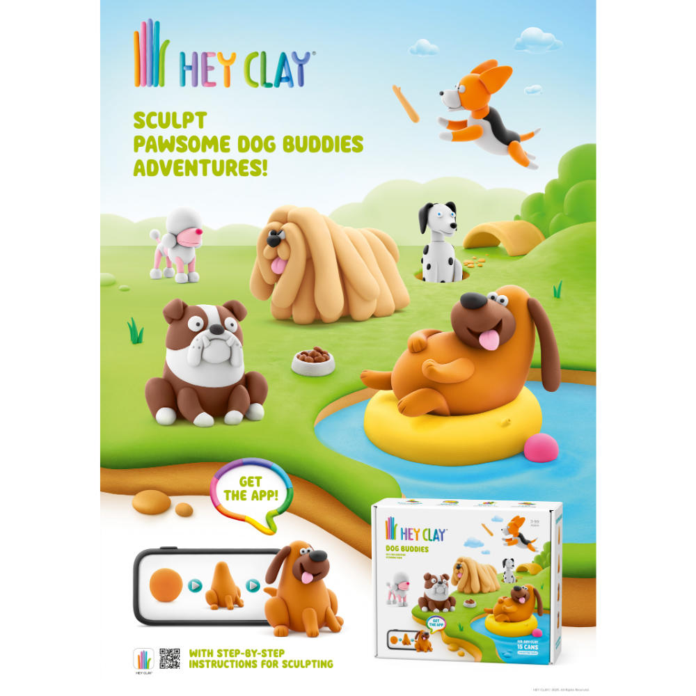 Hey Clay - Modelling Air-Dry Clay with Fun Interactive App - Poodle Poppy, Series Dog Buddies, 3 cans - Image 5