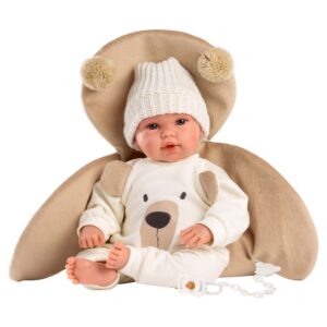 Llorens - Baby Boy Doll with Bear-Themed Blanket, Clothing & Accessories - 36cm (Mechanism Optional)