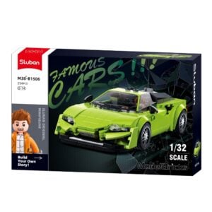 Sluban Building Set: ModelBricks - Famous Cars - Italian Supercar (Lime Green) 1/32 Scale - 232pcs