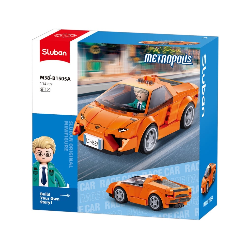 Sluban Building Set: Metropolis - Sports Car (Orange) - 114pcs