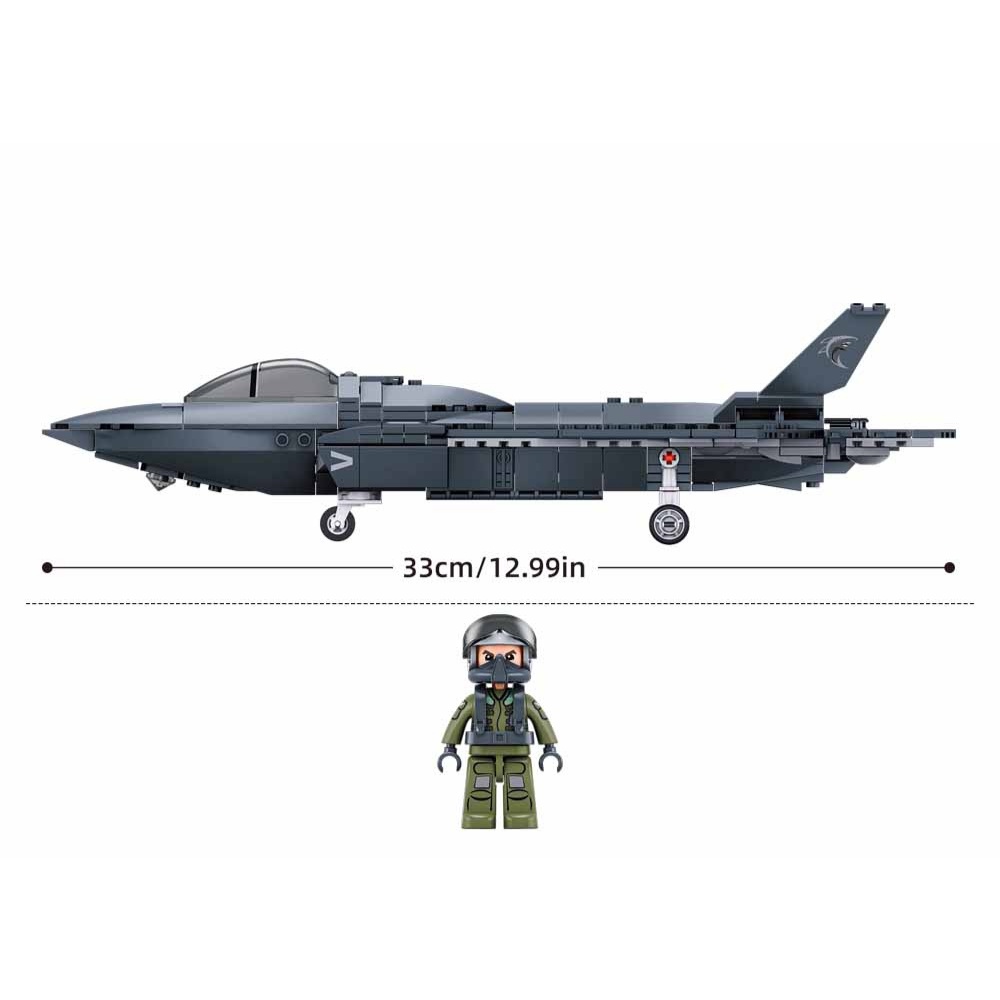 Sluban Building Set: Army - J-35AS Stealth Fighter Jet 1/55 Scale - 335pcs - Image 5