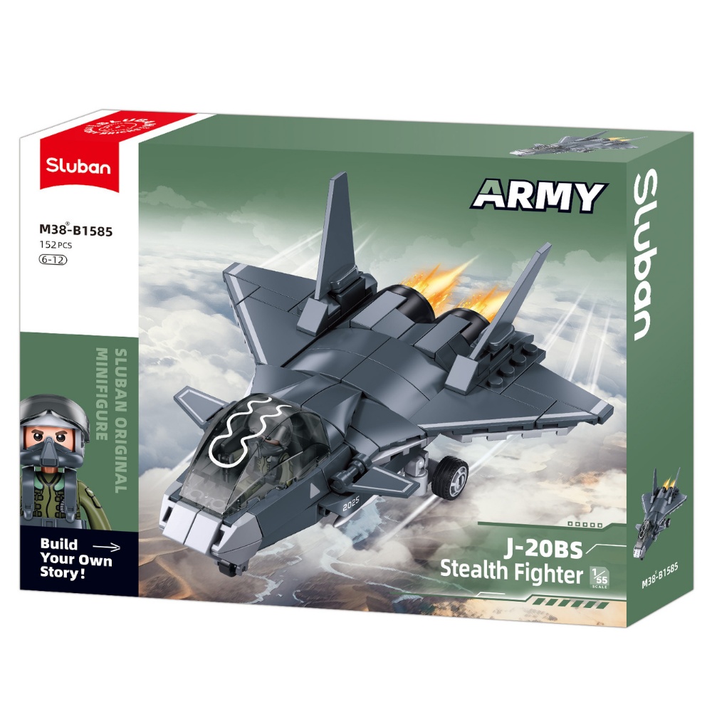 Sluban Building Set: Army - J-20BS Stealth Fighter Jet 1/65 Scale - 152pcs