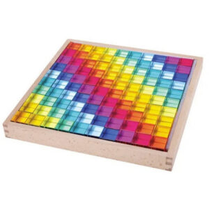 Greenbean - Translucent 2.5cm Solid Cubes Set Of 64pcs In 8 Colors, In A Clear Plastic Holder