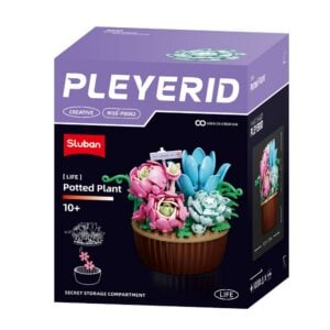 Sluban Building Set: Pleyerid - Potted Succulent Garden - Pink Peony, Blue & Grey Succulents - 181pcs