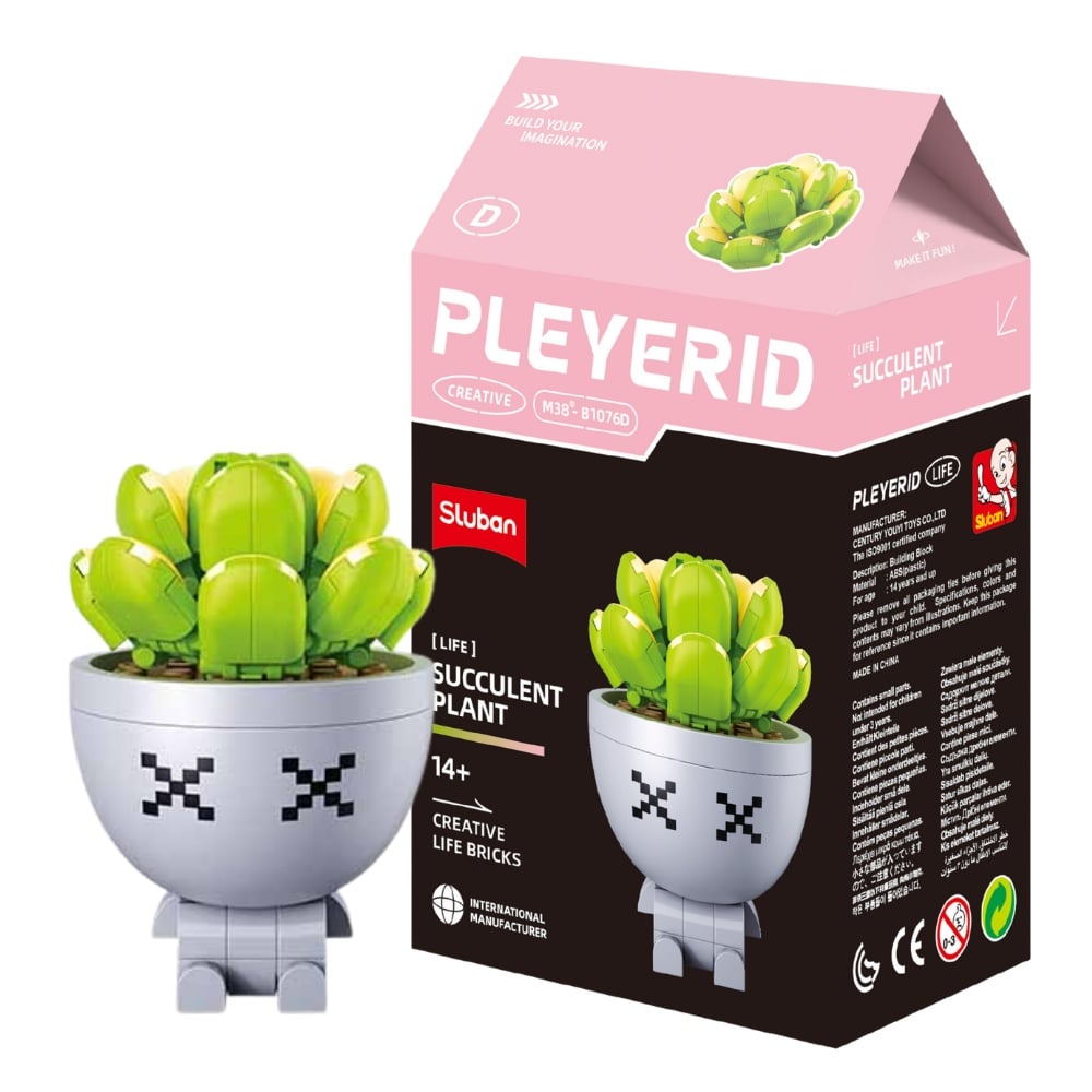 Sluban Building Set: Pleyerid - Succulent Collection - Jade Plant (Grey Pot) - 106pcs