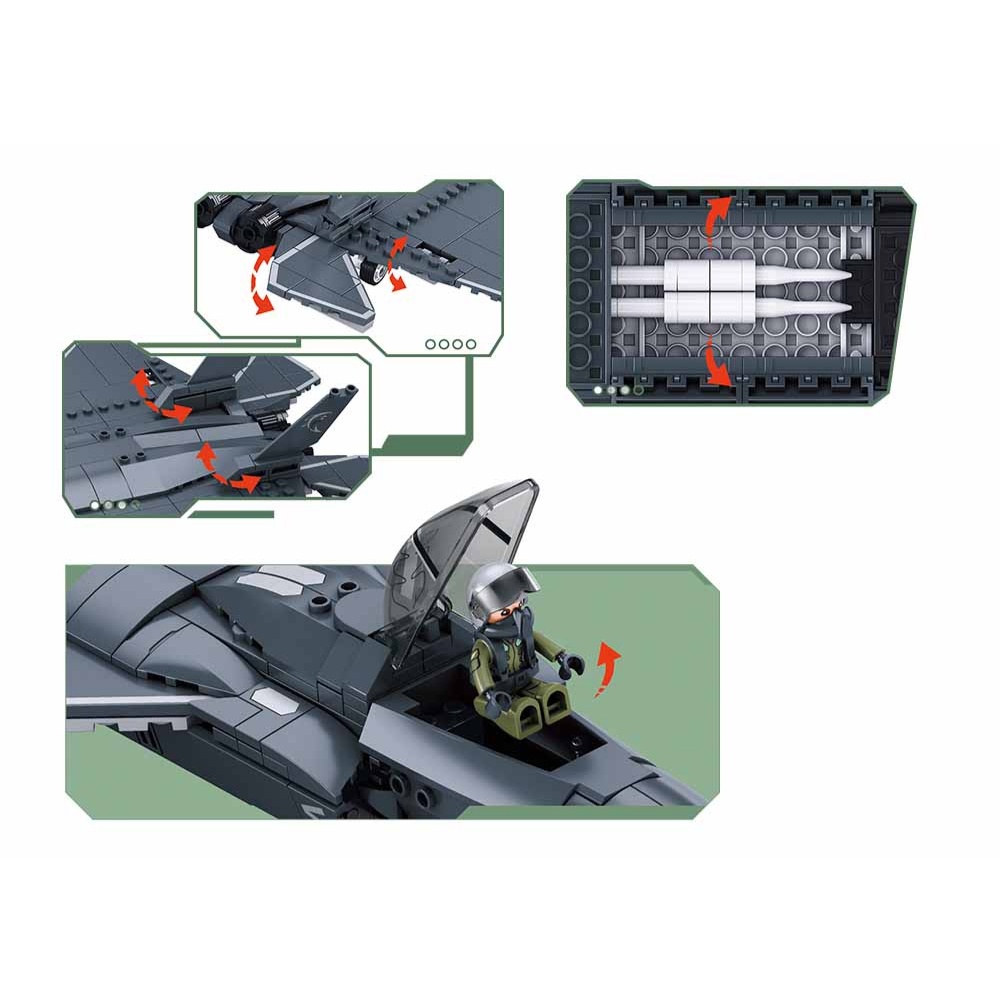 Sluban Building Set: Army - J-35AS Stealth Fighter Jet 1/55 Scale - 335pcs - Image 4